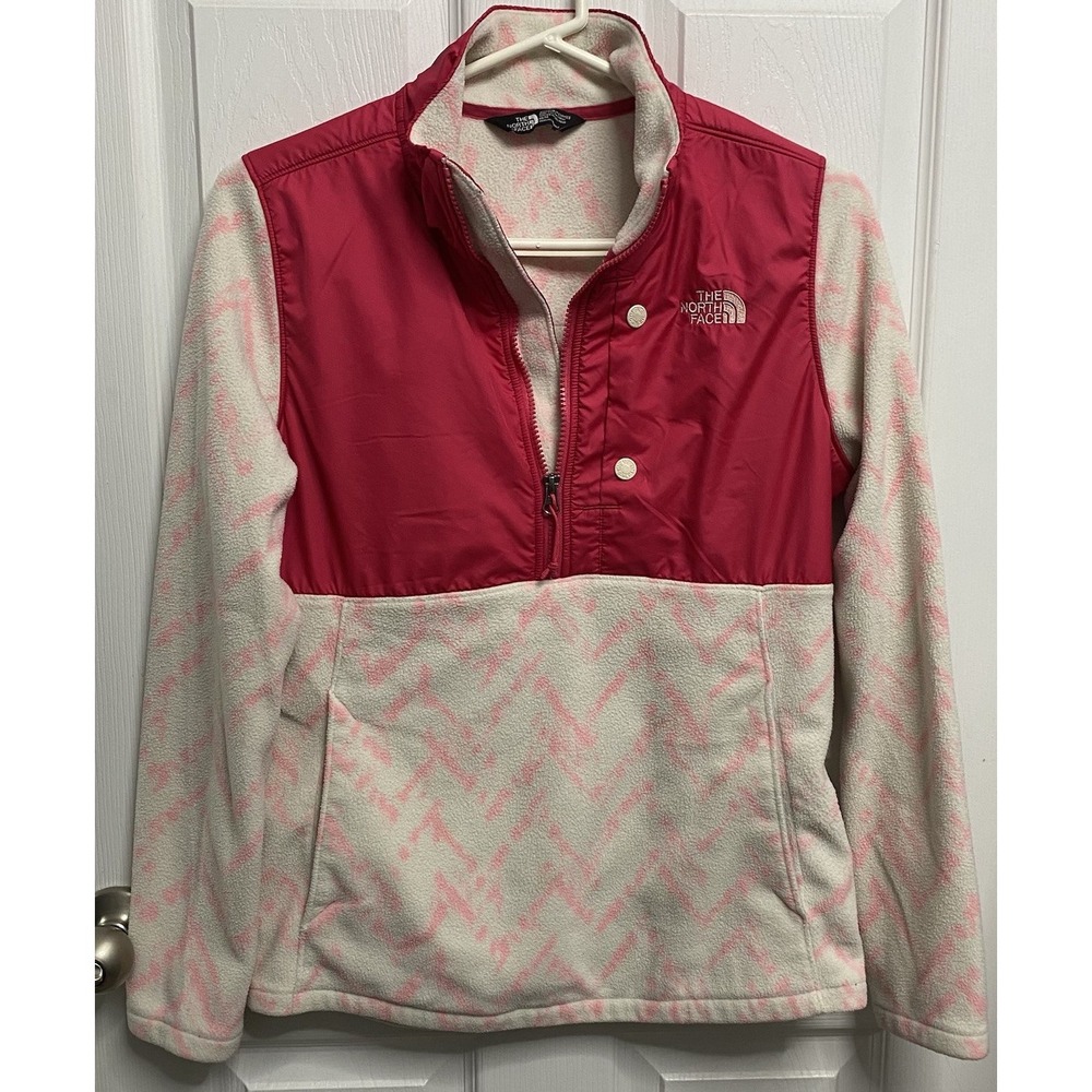The North Face Womens Hot Pink & Ivory Fleece Pullover Jacket 1/2 Zip-M